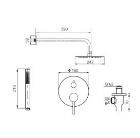 Душевая система скрытого монтажа VBI Milano со смесителем матовое золото VBI-050109BG
