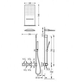 Душевая система Tres Block System colors термостатическая сталь 20725309AC