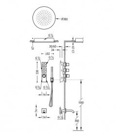 Душевая система Tres Block System colors термостатическая черный матовый 20635302NM