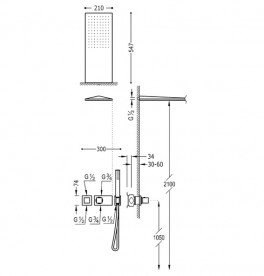 Душевая система Tres Block System colors термостатическая черный матовый 20725202NM
