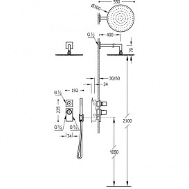 Душевая система Tres Block System с термостатом и верхним душем черный матовый 20635201NM