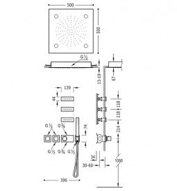 Душова система Tres Block System термостатична з верхнім і ручним душем хром 20725304