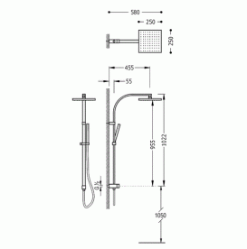 Душова система Tres Cuadro Tres з верхнім і ручним душем латунь хром 107131