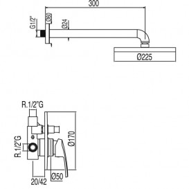 Душевая система Tres Eco-tres с верхним и ручным душем хром 07099002