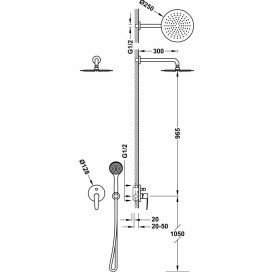 Душова система Tres Flat-Tres з одноважільним змішувачем і верхнім душем хром 20418004