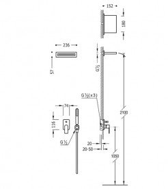 Душевая система Tres Loft-Tres с верхним и ручным душем хром 20018004