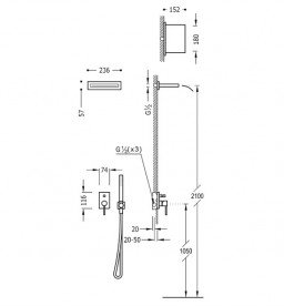 Душова система Tres Max-Tres з верхнім і ручним душем хром 06218005