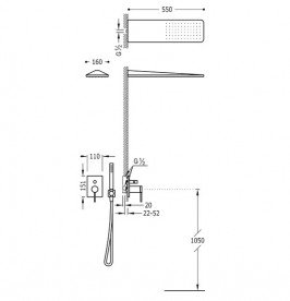 Душова система Tres Mono-Term з верхнім і ручним душем чорний матовий 06218010NM