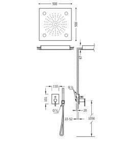 Душова система Tres Mono-Term з верхнім і ручним душем з хромотерапією 06218011