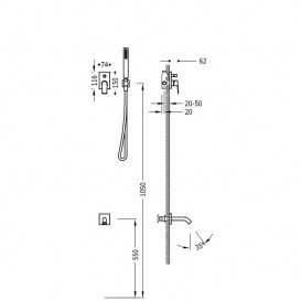 Душова система Tres Project colors з одноважільним вбудованим змішувачем і виливом сталь 21118003AC