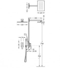 Душевая система Tres Slim colors с верхним и ручным душем сталь 20218006AC