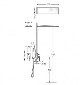 Душова система Tres Slim colors з верхнім і ручним душем матове золото 20218003OM