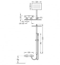 Душевая система Tres Slim-Tres термостатическая с каскадным изливом хром 20238502