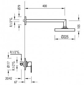 Душова система Tres BM-Tres прихованого монтажу хром 117377