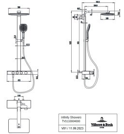 Душева система Villeroy & Boch Infinity Showers із термостатом чорний матовий TVS110004000K5