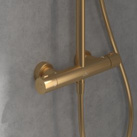 Душевая система Villeroy & Boch Verve Showers с термостатом матовое золото TVS10900500076