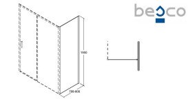 Душевая стенка боковая Besco Actis 80х195 см глянцевый хром/прозрачное стекло PA-80