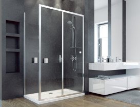 Душевая стенка боковая Besco Duo Slide 90х195 см глянцевый хром/прозрачное стекло PDS-90