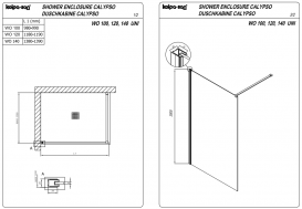 Душова стінка Kolpa San Calypso WO 120-UNI B 120х200 см профіль чорний/прозоре скло Clean Coat 517590