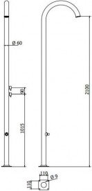 Душова колона Ama Cometa вулична з двома змішувачами і виливом нержавіюча сталь CM4600L