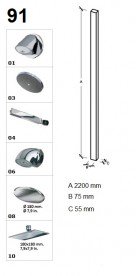 Душевая стойка AQA уличная одновентильная с верхним душем нержавеющая сталь серый 91A1