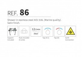 Душова стійка AQA вулична одновентильна з верхнім душем нержавіюча сталь сірий 86A20