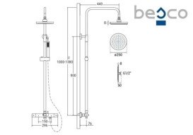 Душевая стойка Besco Decco/Illusion/Veo с термостатом золото BP-DIT-ZL