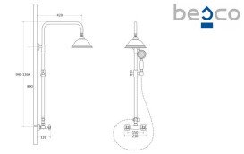 Душова стійка Besco Retro зі змішувачем чорний матовий BP-R-CZ