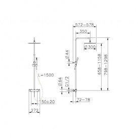Душевая стойка для душа Devit Art с термостатом металл/пластик черный матовый 15020140B