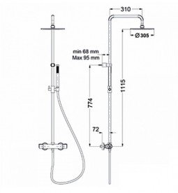 Душова стійка для душа Eurorama Wellness з термостатом хром 612055
