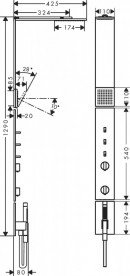 Душевая стойка для душа Hansgrohe Axor ShowerComposition 110х220 мм 1jet матовый черный 12595670