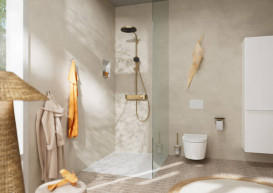 Душова стійка для душу Hansgrohe Pulsify Showerpipe 260 1jet із термостатом шліфована бронза 24220140