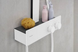 Душевая стойка для душа Hansgrohe Rainfinity Showerpipe 250 1jet EcoSmart с термостатом матовый белый 28742700