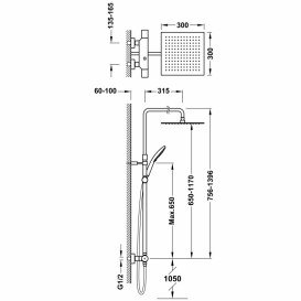 Душевая стойка для душа Tres с термостатом и телескопической штангой хром 20538502