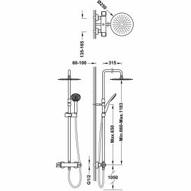Душова стійка для душу Tres з термостатом та телескопічною штангою хром 19021402