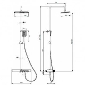 Душова стійка для душа Vema Wellness з термостатом чорний матовий V08232F0202