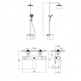 Душевая стойка для ванной Devit Fresh с изливом и термостатом латунь хром 37520121