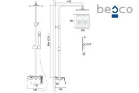 Душова стійка для ванни Besco Aspira із змішувачем золото BP-AN-ZL