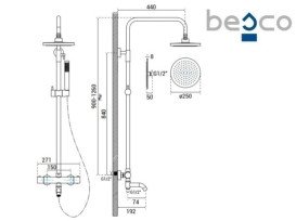 Душова стійка для ванни Besco Veo I/Decco/Illusion із термостатом золото BP-VNTI-ZL