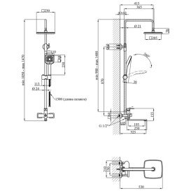 Душова стійка для ванни Kroner KRP Armada-SCH067 із змішувачем графіт CV033854