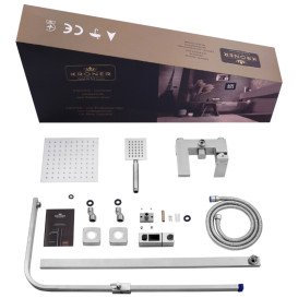 Душевая стойка для ванны Kroner KRP Edelstahl Kubus-ESG064 со смесителем и душевым гарнитуром нержавеющая сталь CV035452