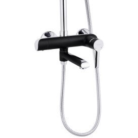 Душевая стойка для ванны Kroner KRP Essen-SCH063 со смесителем и душевым гарнитуром хром/черный CV024317