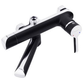 Душевая стойка для ванны Kroner KRP Essen-SCH063 со смесителем и душевым гарнитуром хром/черный CV024317