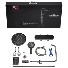 Душова стійка для ванни Kroner KRP Makon-GRP0637 із змішувачем та душовим гарнітуром графіт CV035369