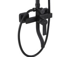 Душова стійка для ванни Rea Argus із змішувачем чорний REA-P2389