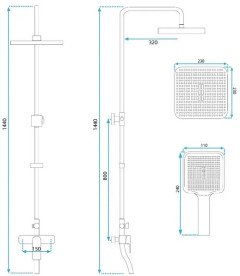 Душова стійка для ванни Rea Argus із змішувачем чорний REA-P2389