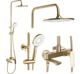Душевая стойка для ванны Rea Avalon со смесителем матовое золото REA-P2400