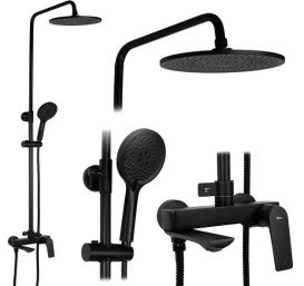 Душевая стойка для ванны Rea Avalon со смесителем черный REA-P8811