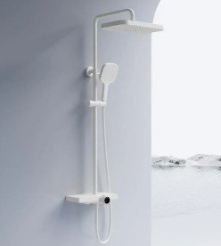 Душевая стойка для ванны Rea Bari со смесителем белый матовый REA-P0895