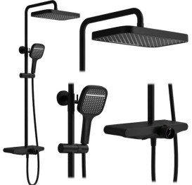 Душова стійка для ванни Rea Bari із змішувачем чорний REA-P0891